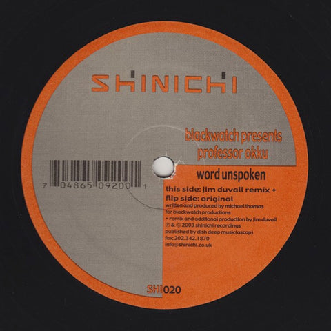 SHI020 - Blackwatch Presents Professor Okku - Word Unspoken - (Vinyl)